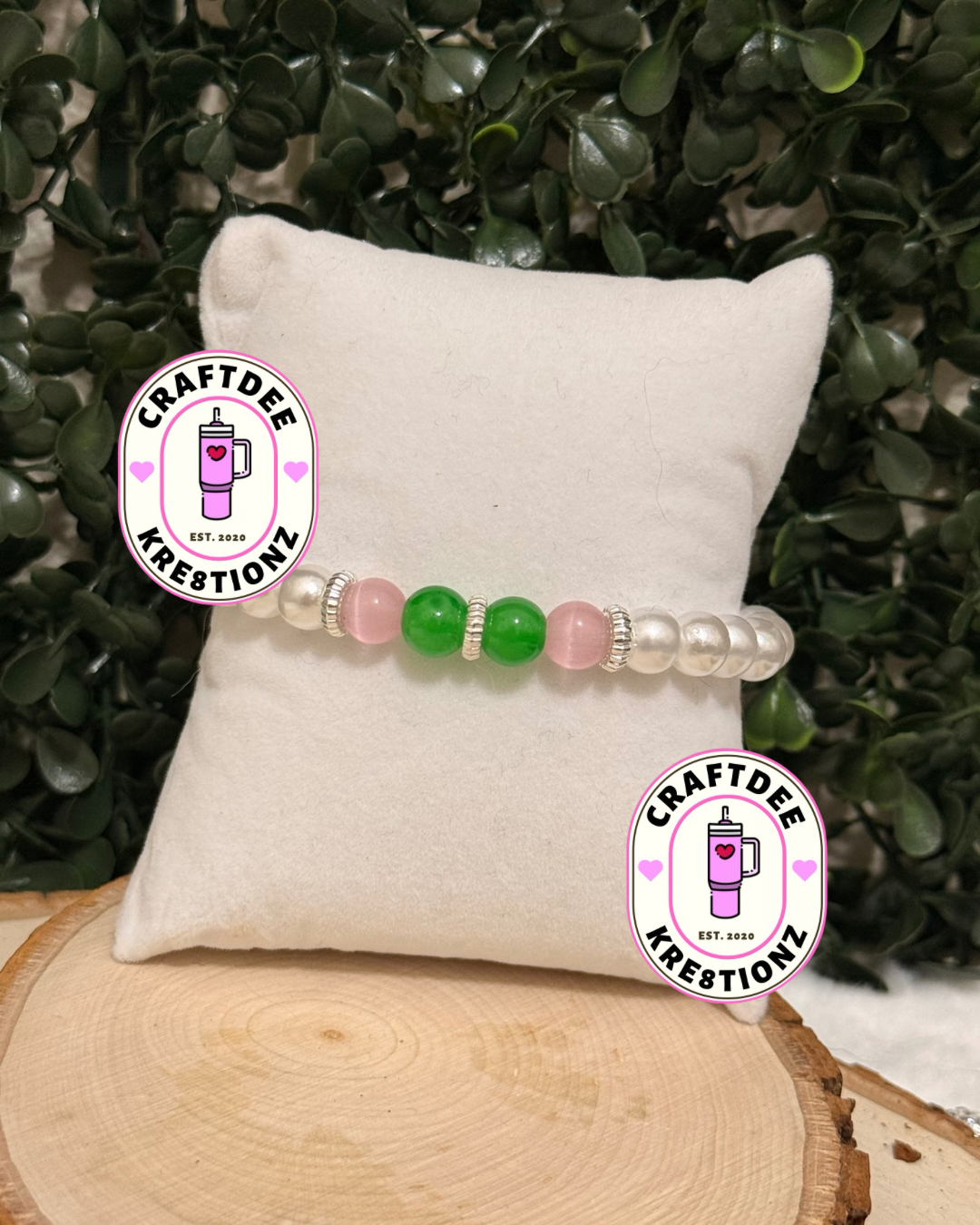 Pink and Green Bracelet Set