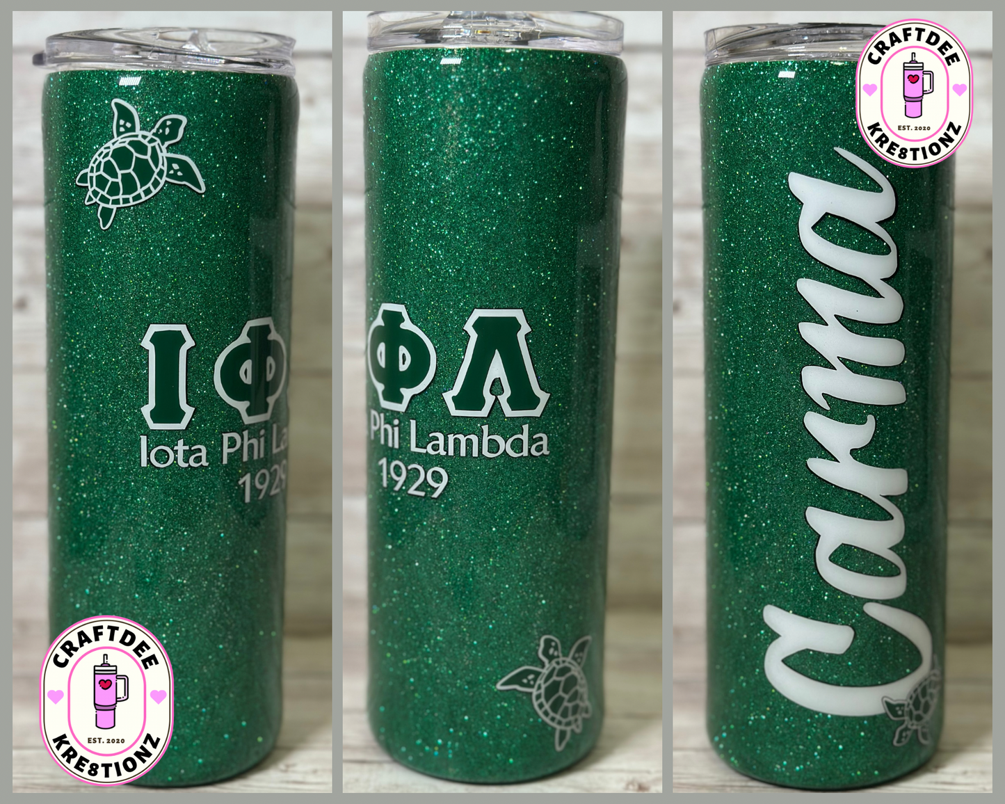 20oz Customized Iota Phi Lambda Glitter Tumbler